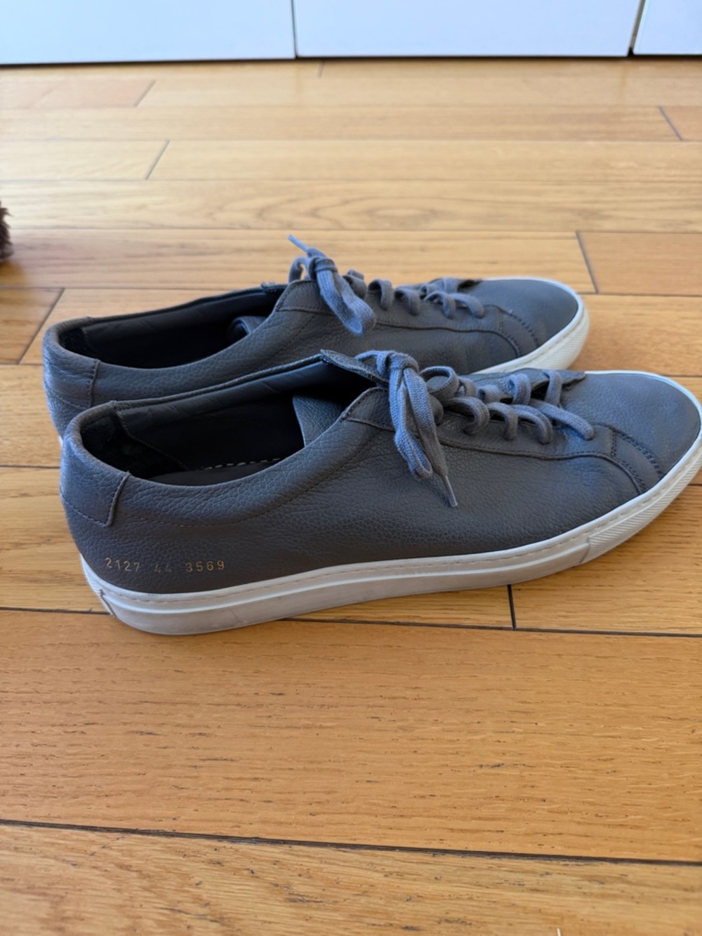 Gray Leather Men's Low-Top Sneakers - Picture 2 of 4